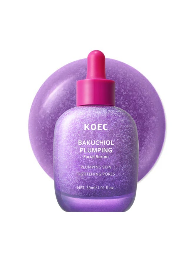KOEC Bakuchiol Plumping Face Serum - Retinol Natural Alternative for Sensitive Skin, with Niacinamide & Hyaluronic Acid, Pore & Wrinkle Korean Skin Care (1.01oz / 30ml) - Image 1